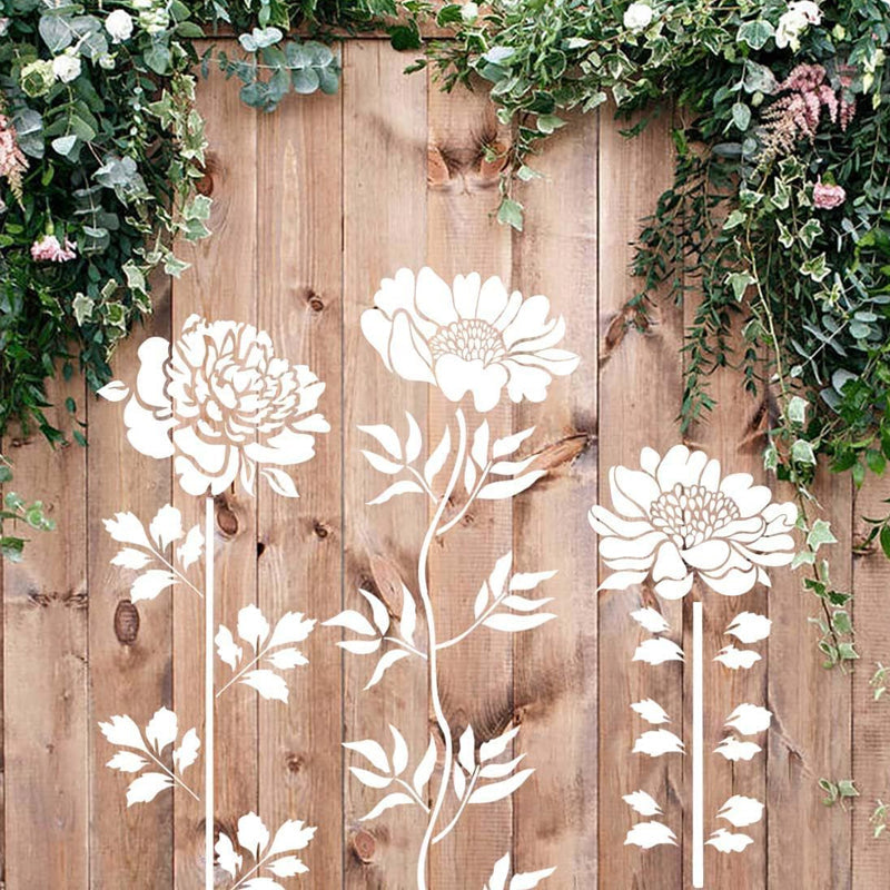 "Stora återanvändbara blomsterschabloner för DIY trädgårdsdekor, skapa blommönster på väggar och staket med hållbar plast."