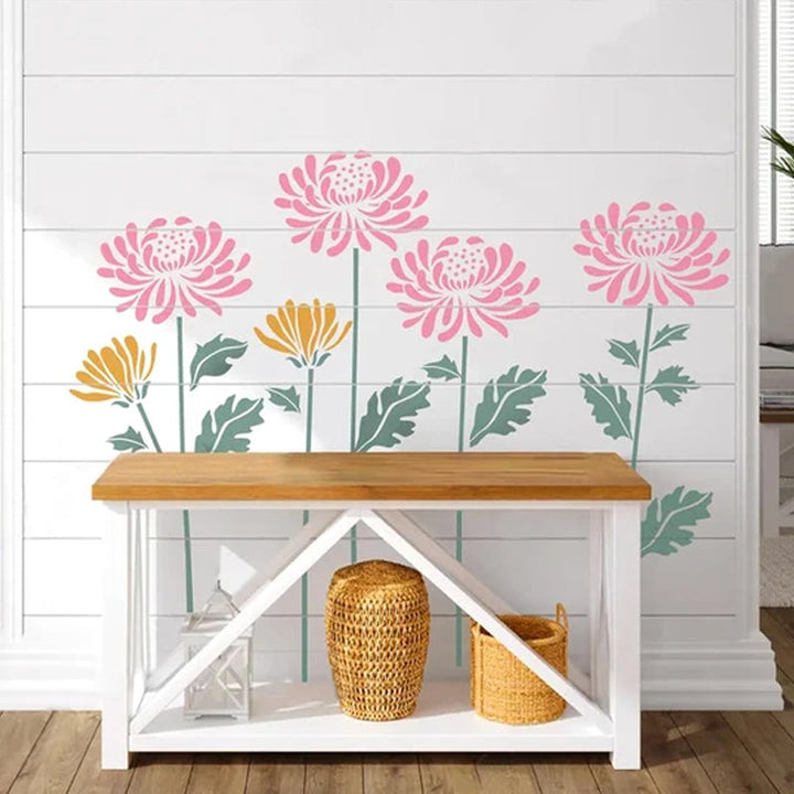 "Stora återanvändbara blomsterschabloner för DIY trädgårdsdekor, skapa blommönster på väggar och staket med hållbar plast."