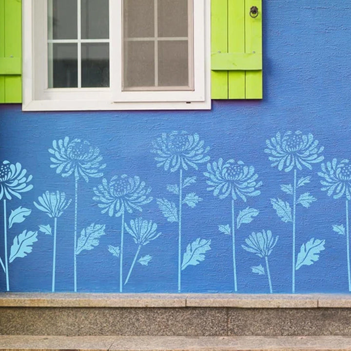 "Stora återanvändbara blomsterschabloner för DIY trädgårdsdekor, skapa blommönster på väggar och staket med hållbar plast."