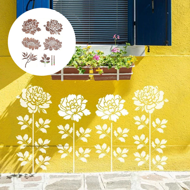 "Stora återanvändbara blomsterschabloner för DIY trädgårdsdekor, skapa blommönster på väggar och staket med hållbar plast."