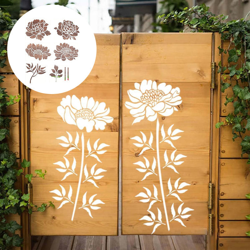 "Stora återanvändbara blomsterschabloner för DIY trädgårdsdekor, skapa blommönster på väggar och staket med hållbar plast."