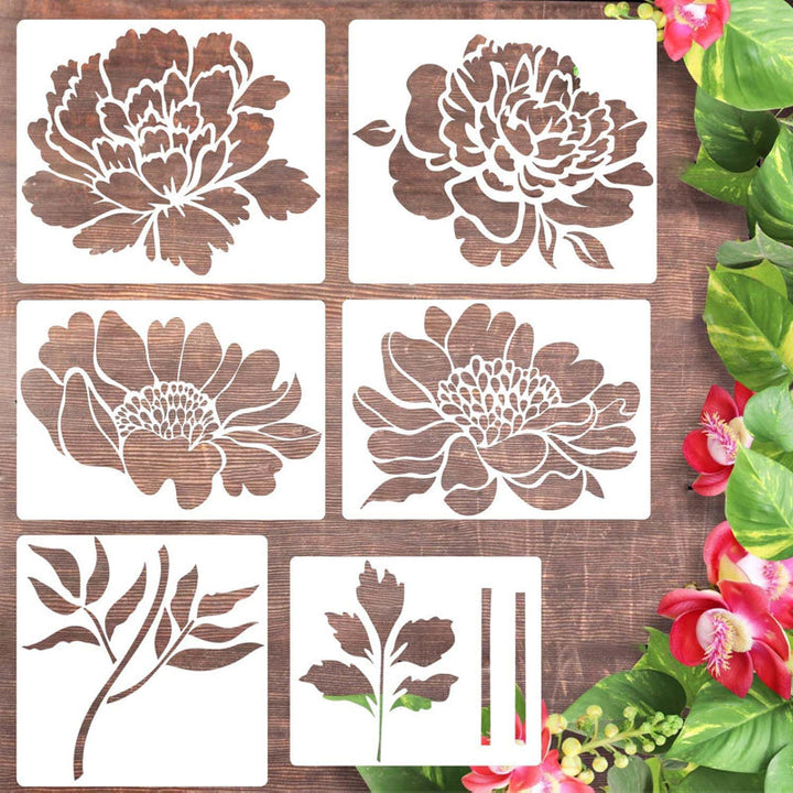 "Stora återanvändbara blomsterschabloner för DIY trädgårdsdekor, skapa blommönster på väggar och staket med hållbar plast."