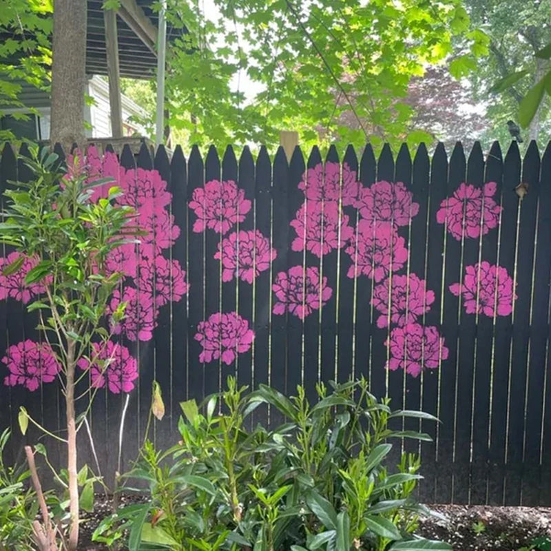 "Stora återanvändbara blomsterschabloner för DIY trädgårdsdekor, skapa blommönster på väggar och staket med hållbar plast."