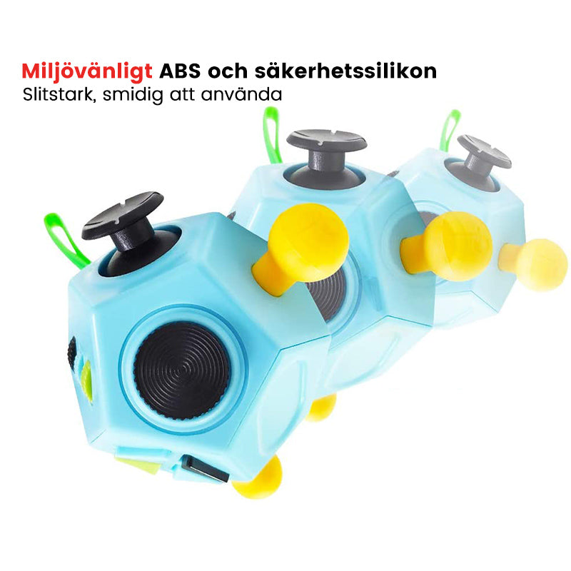 "Stressavlastande multifunktionell fidgetleksak, 6 sidor. Kompakt, trendig design av ABS-plast, perfekt för fokus och koncent