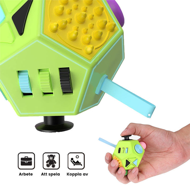 "Stressavlastande multifunktionell fidgetleksak, 6 sidor. Kompakt, trendig design av ABS-plast, perfekt för fokus och koncent