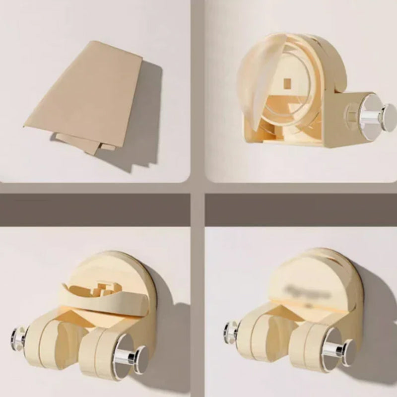 "Sugkopp duschtillbehör i silver och transparent ABS-material, justerbar krok för duschmunstycke, stilren badrumsdesign."