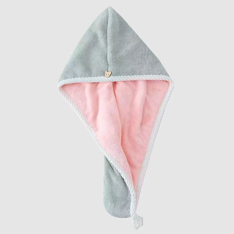 "Superabsorberande dubbelskikts hårmössa för damer, korallfleece, blå, grå, grön, rosa, skonsam och effektiv hårvård."