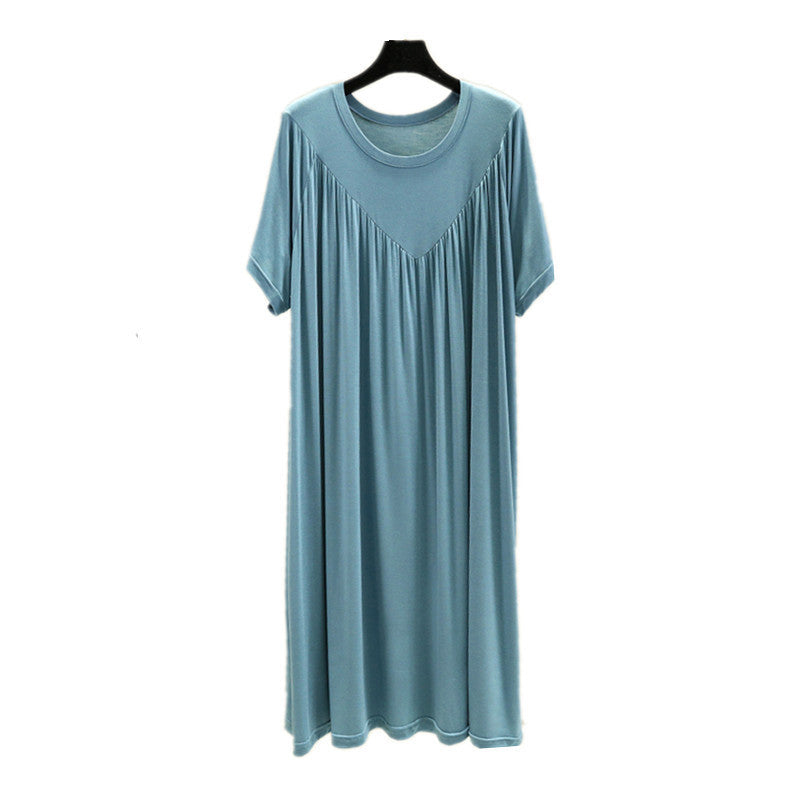 Supermjuk dambekväm pyjamasklänning med kort ärm i modal, luftig passform och överdimensionerad design för maximal komfort.