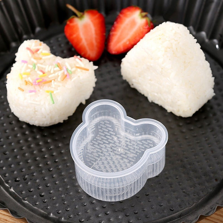 "Sushi-risbollsformar, hållbart material, kreativa stilar, olika former som rektangel och triangel för matlagning."