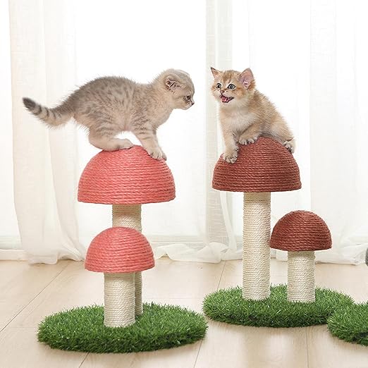 Svampformat klösträd i sisal för katter. Lekfull kattmöbel som erbjuder klovård och underhållning för husdjur.
