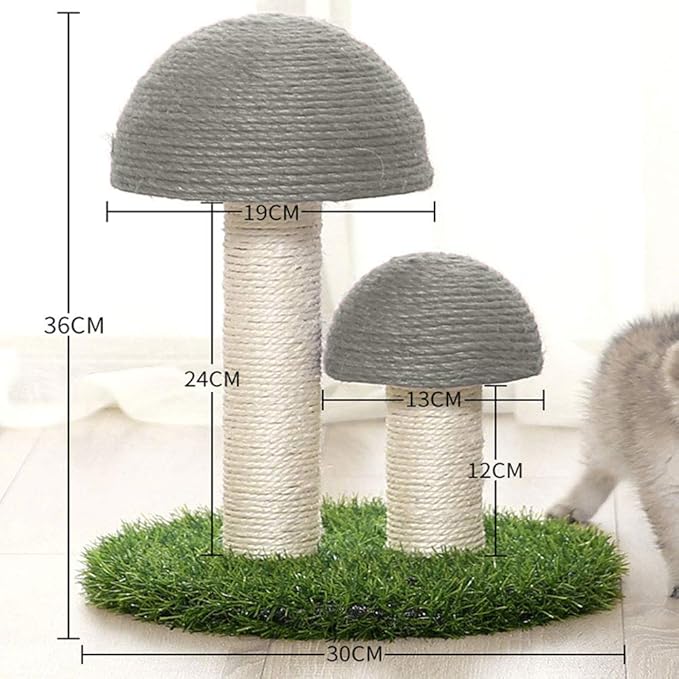 Hållbart kattklösträd i sisal med söt svampdesign. Främjar naturlig klovård och timmar av lek för ditt husdjur.