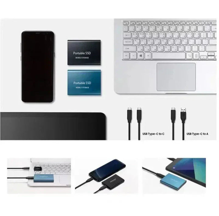 Höghastighets 2TB portabel SSD i kompakt design. Snabb extern hårddisk för säker lagring och överföring av stora filer.