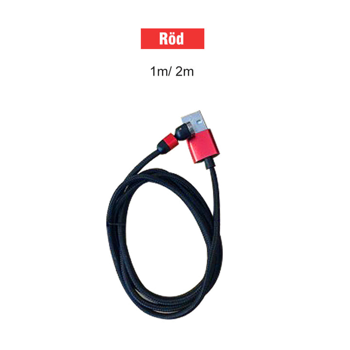 "Svart 3-IN-1 magnetisk kabel med 360° rotation, adapters för Apple, Android, Type-C, avancerad laddningsfunktion."