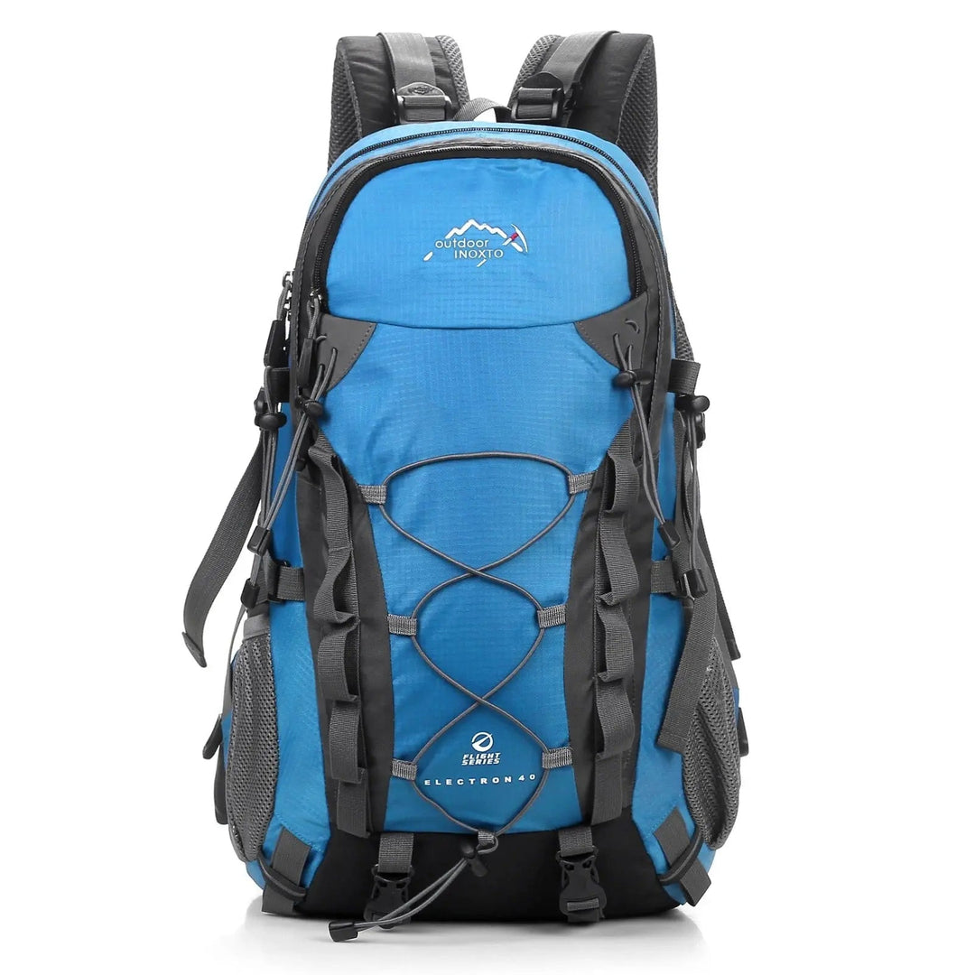 Ljusblå unisex vandringsryggsäck, 40 liter. Idealisk för camping, trekking och outdoor.