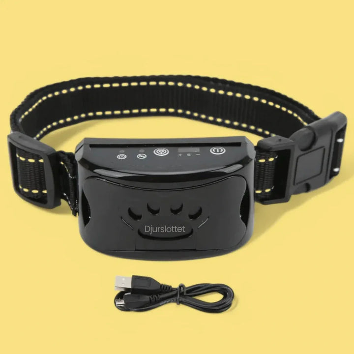 Hundhalsband med inbyggd skällkontroll, för bättre kommunikation och lydnad mellan hund och ägare.