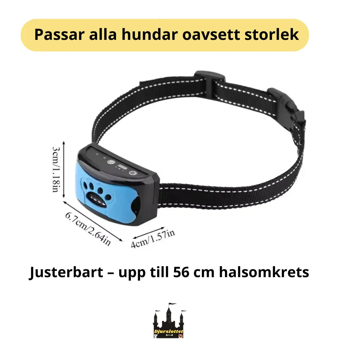 Modernt vibrationshalsband för hundar, hjälper till att uppnå tystnad och skällkontroll.