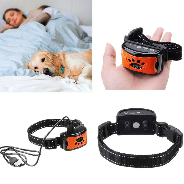 Närbild av antiskällhalsbandets vibrationsmodul, för skonsam hundträning och lydnad.