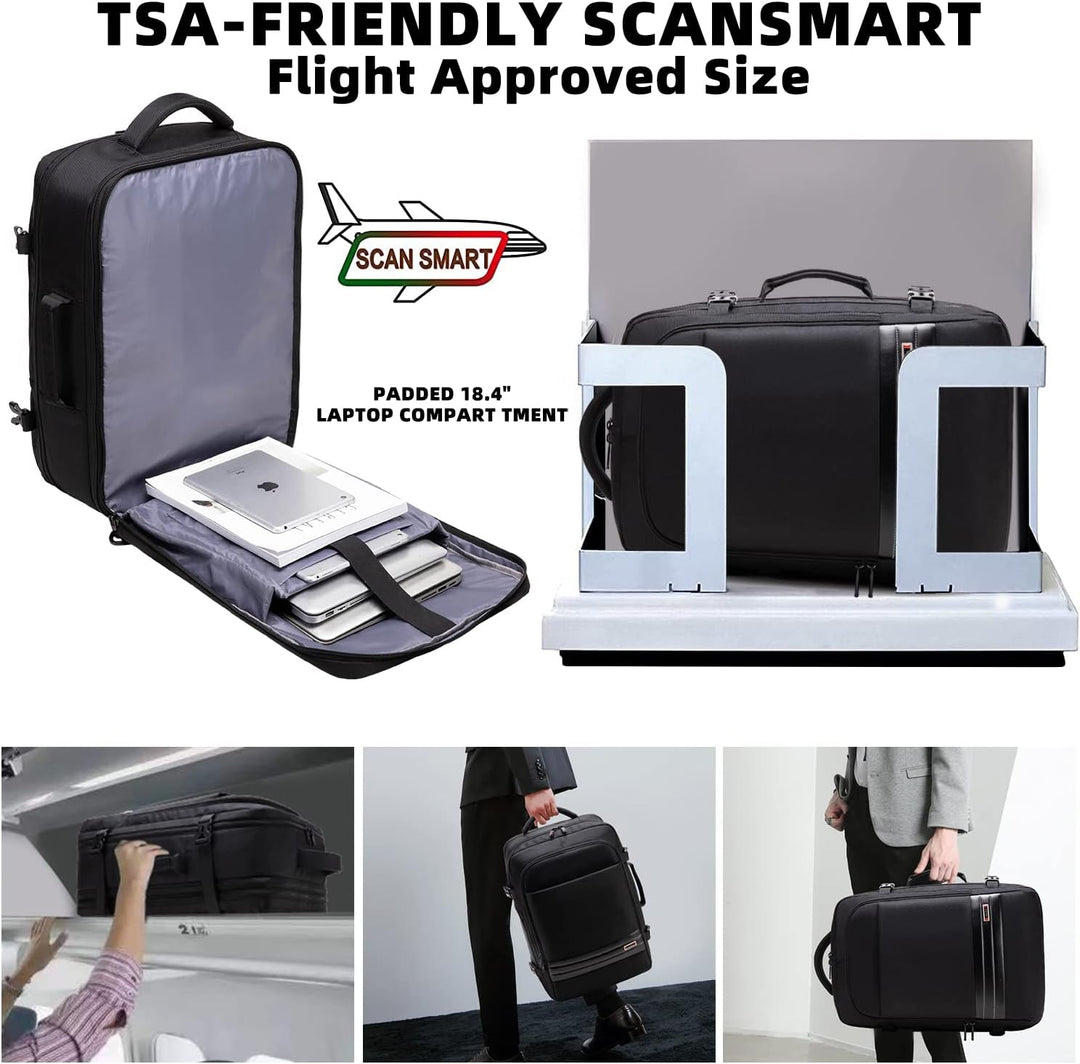 Grå expanderbar reseryggsäck 45-55L med 46,5 cm laptopfack. Vattentät för alla äventyr och resor.