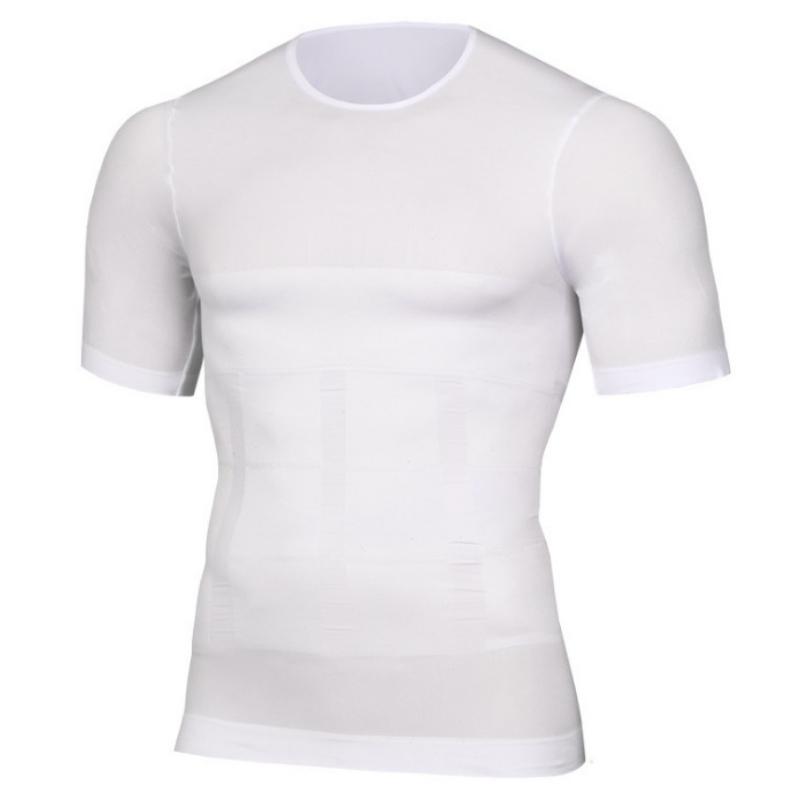 Svart formande T-shirt med kort ärm för män, kompressionseffekt, slimmande och stödjande, perfekt för träning och vardag.