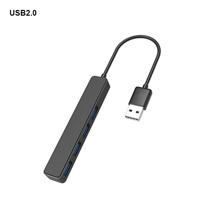 "Svart fyra-portars USB-dockningsstation med kompakt design, snabb USB 3.0-överföring, passar datorer och speltillbehör."