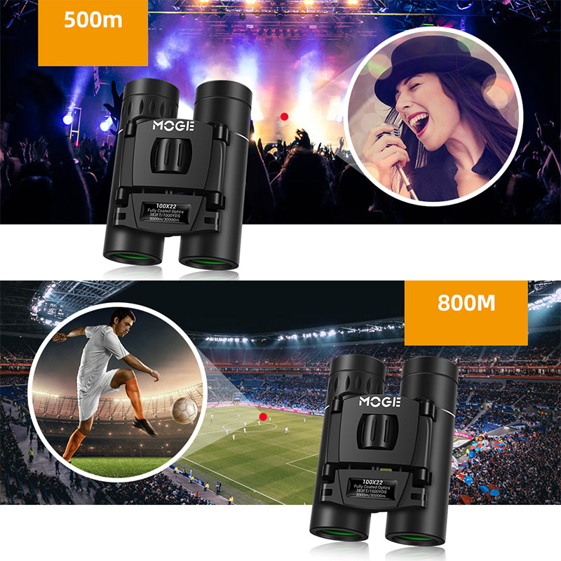 "Svart HD kikare med diopterjustering och vattentät design för svagt ljus, idealisk för utforskning och natur."