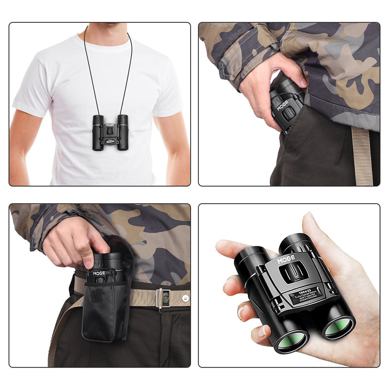 "Svart HD kikare med diopterjustering och vattentät design för svagt ljus, idealisk för utforskning och natur."