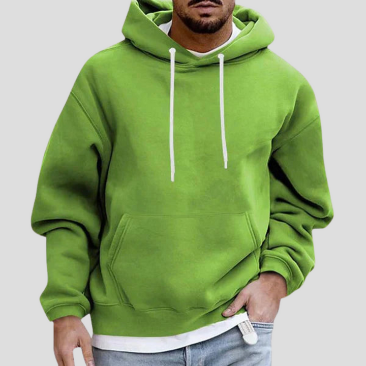 Stilren herrtröja med ledig passform, mångsidig pullover huvtröja för vår.