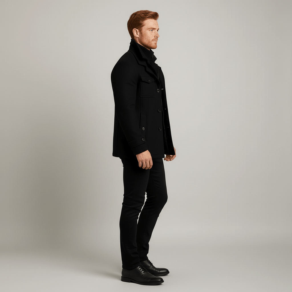 Brun elegant herr affärskappa slimfit Ethan med fickor, idealisk för en skräddarsydd look.