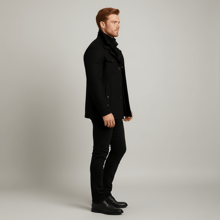 Brun elegant herr affärskappa slimfit Ethan med fickor, idealisk för en skräddarsydd look.