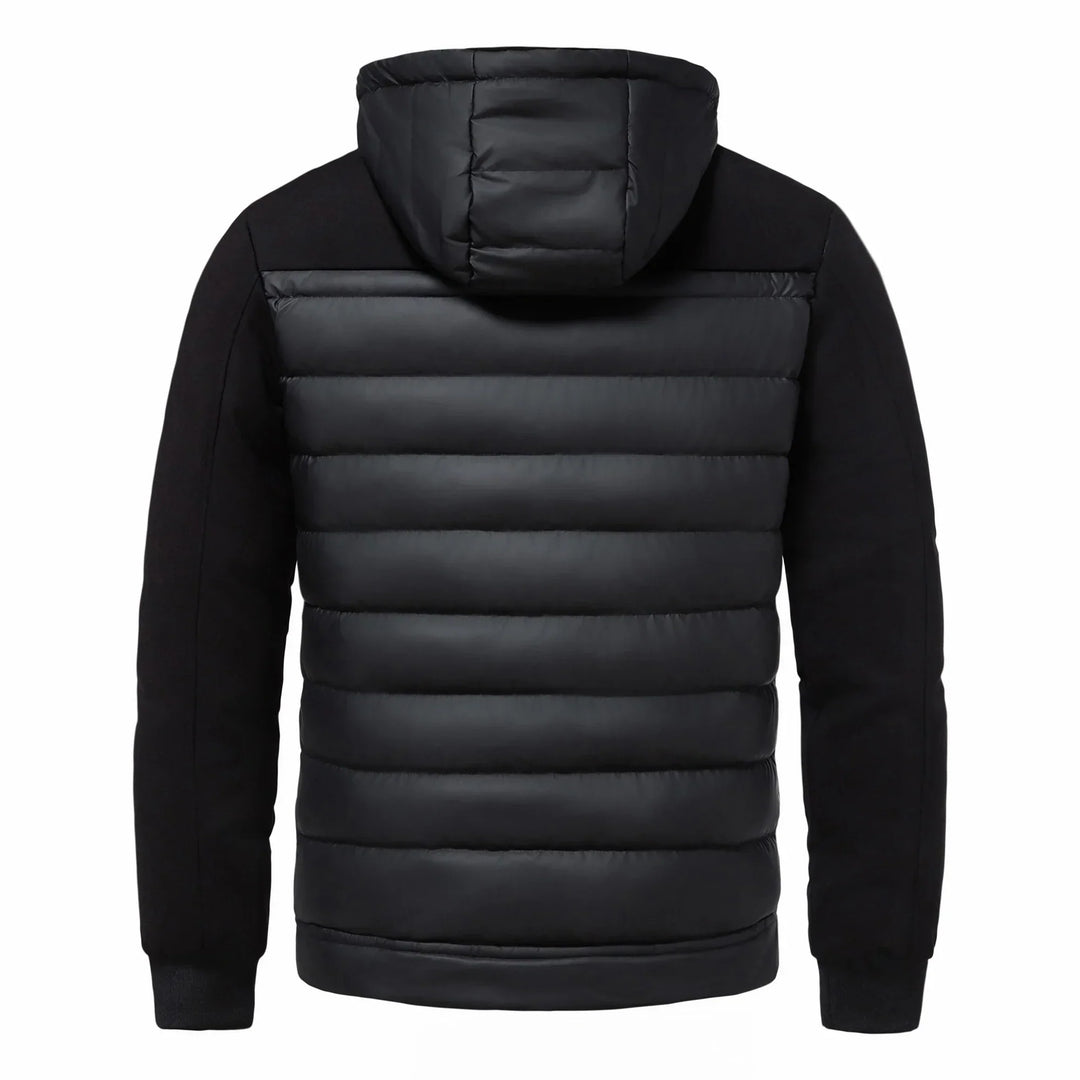 Bekväm svart herr hoodiejacka, långärmad fritidsjacka för alla tillfällen.