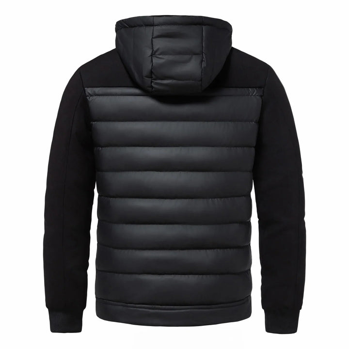 Bekväm svart herr hoodiejacka, långärmad fritidsjacka för alla tillfällen.