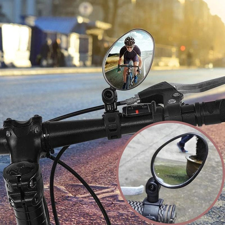"Svart justerbar cykel backspegel med 360° rotation, elegant design och lätt installation för säker cykling."
