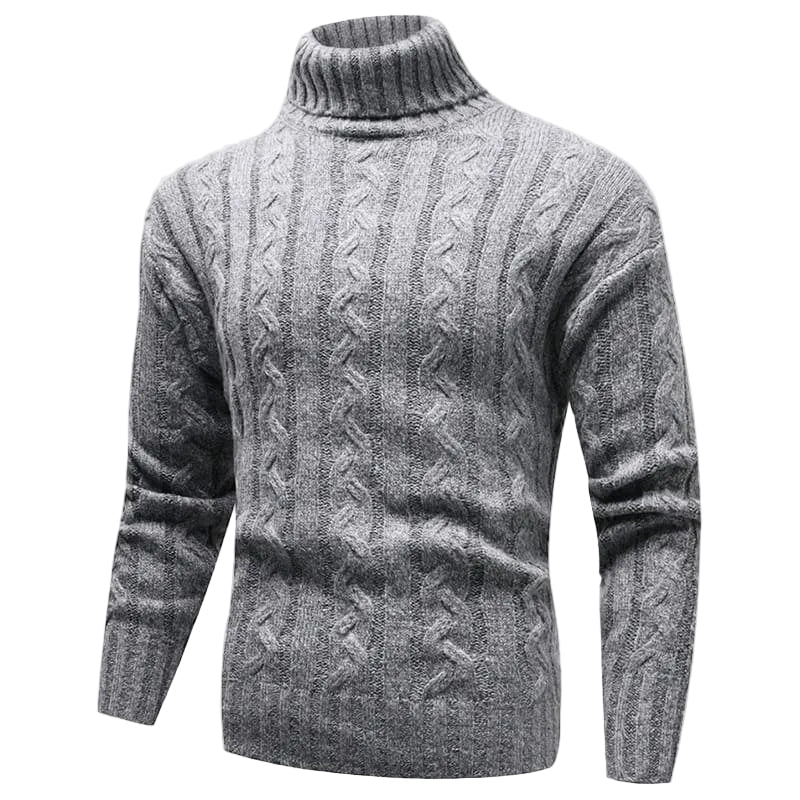 Svart kabelstickad turtlenecktröja för kvinnor, perfekt vinterplagg.
