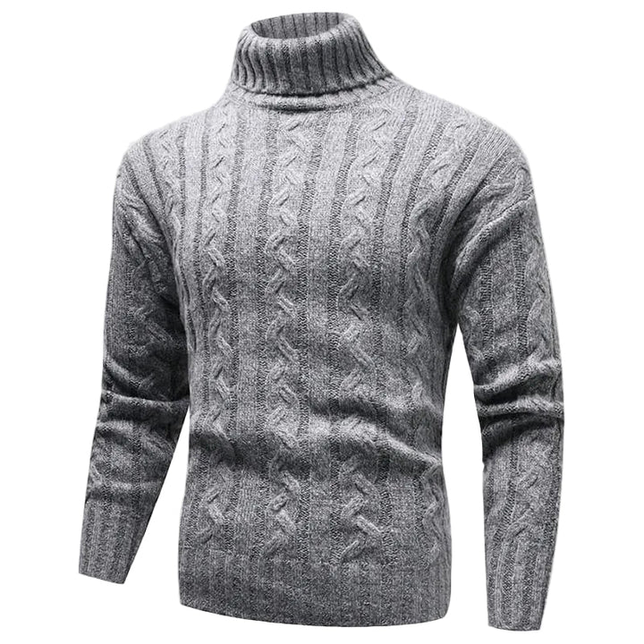 Svart kabelstickad turtlenecktröja för kvinnor, perfekt vinterplagg.