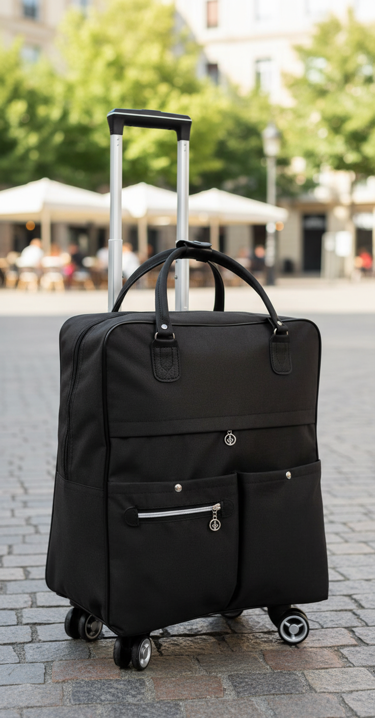 Svart lättvikts kabinväska LightMove i oxfordtyg för smidiga flygresor. Praktiskt handbagage.