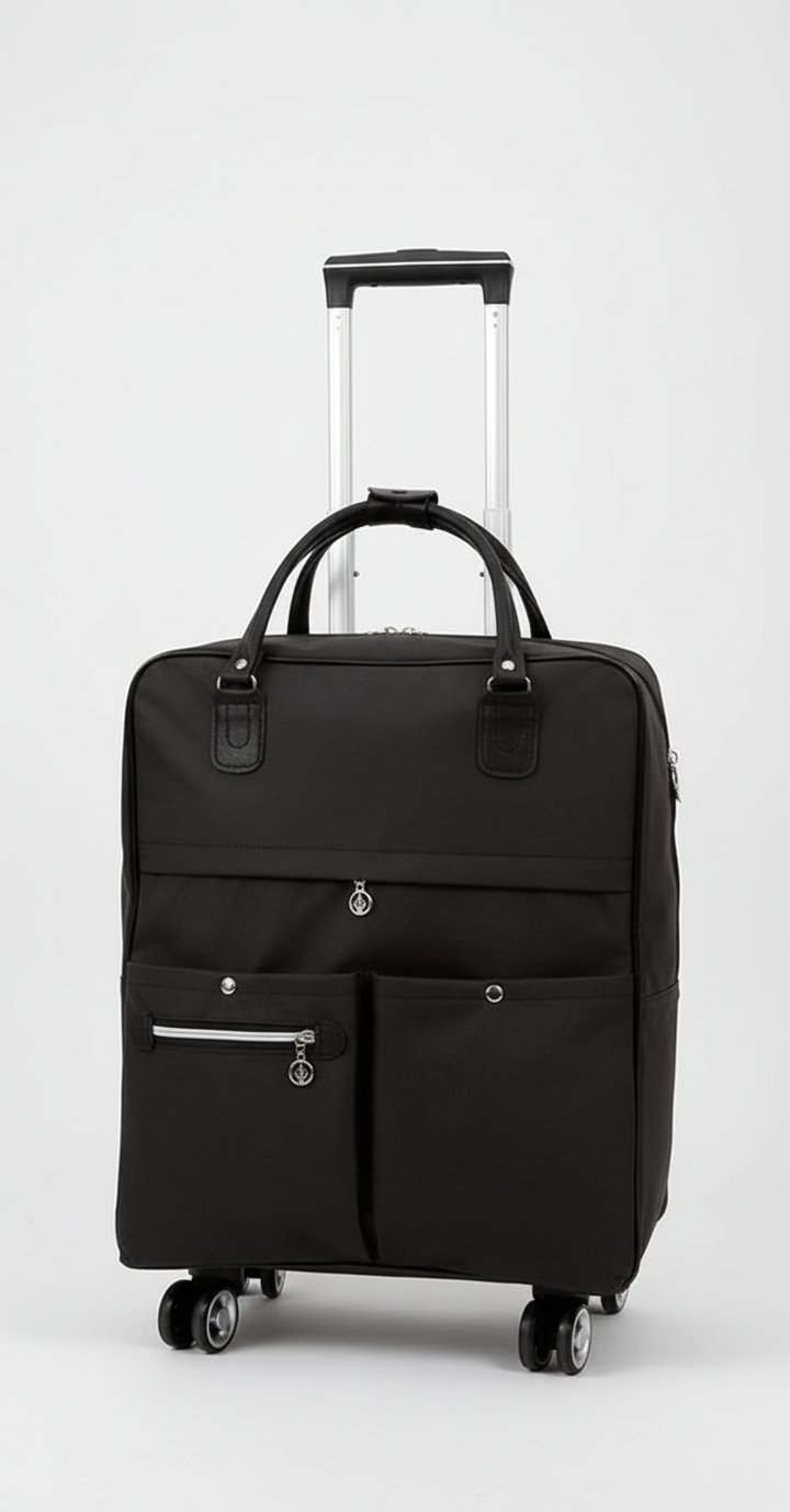 Mångsidig svart resväska/handbagage i slitstarkt oxfordtyg. Lätt och idealisk för alla resor.