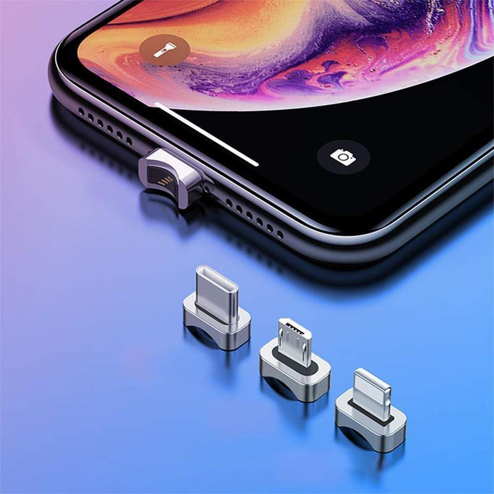 "Svart magnetisk laddningskabel med 180 graders rotation, slitstarkt TPE-material, för iPhone, Android, Type-C."