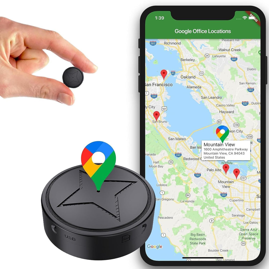 Svart magnetisk mini-GPS-spårare för diskret fordonsspårning och ökad säkerhet.