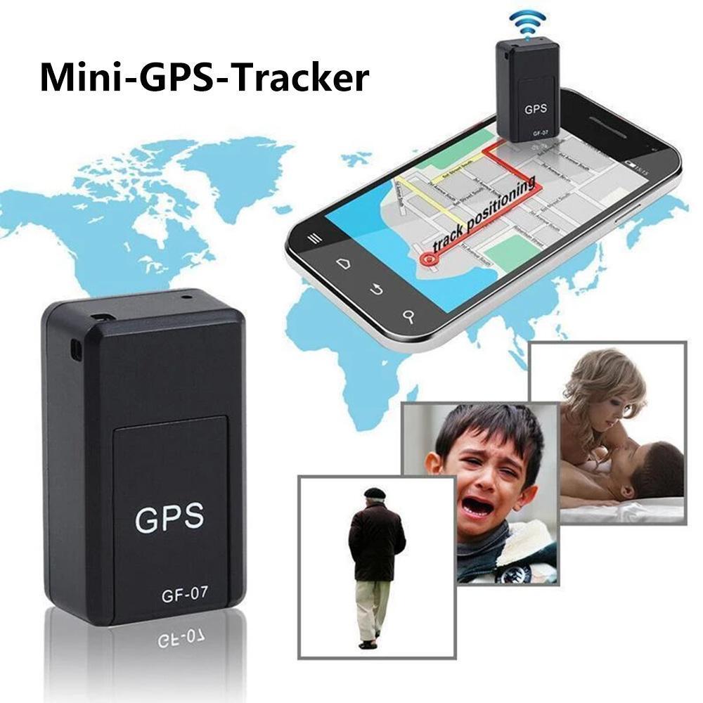 "Svart magnetisk mini GPS-tracker, anti-stöld, kompakt design med starka magneter för säker fästning och exakt spårning."