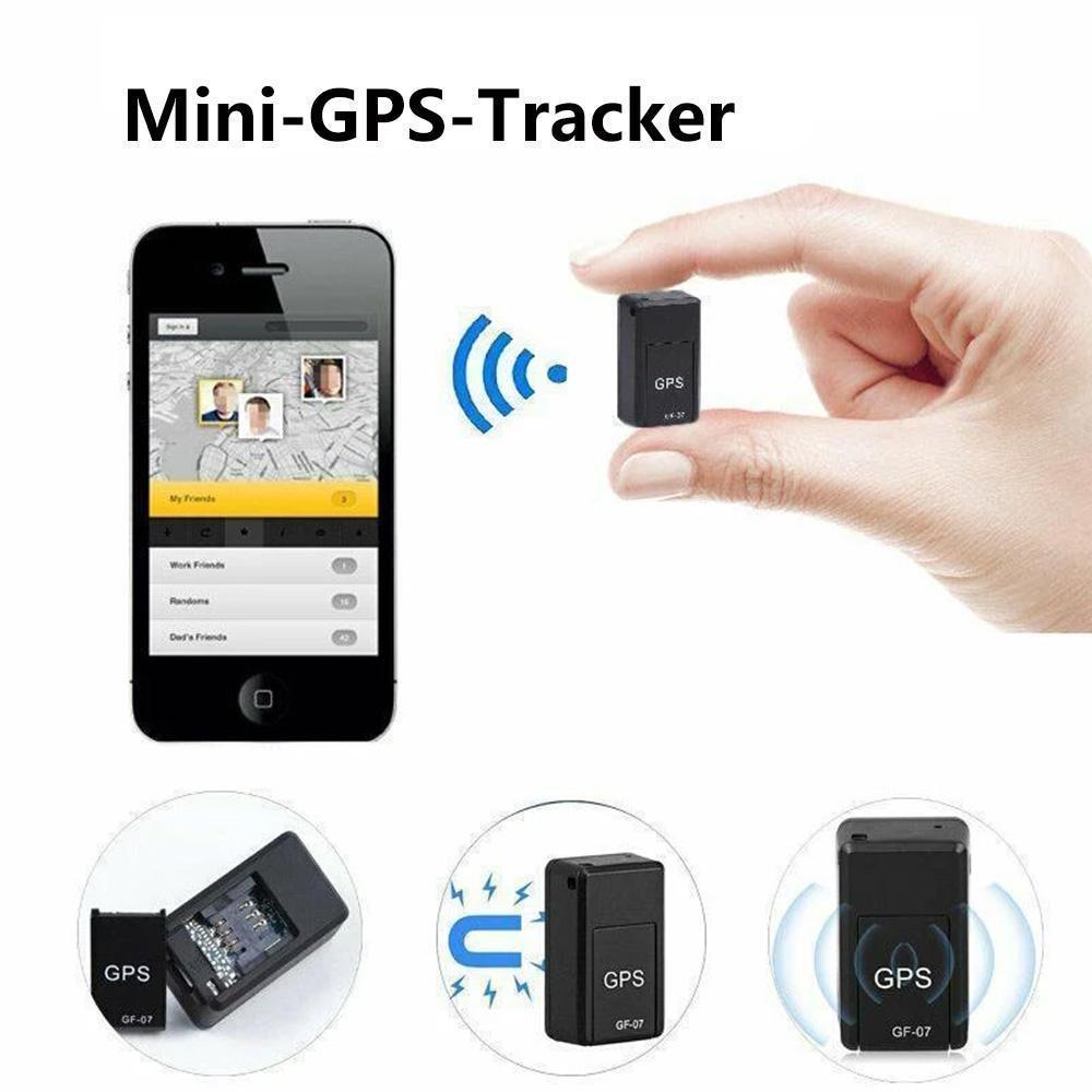 "Svart magnetisk mini GPS-tracker, anti-stöld, kompakt design med starka magneter för säker fästning och exakt spårning."
