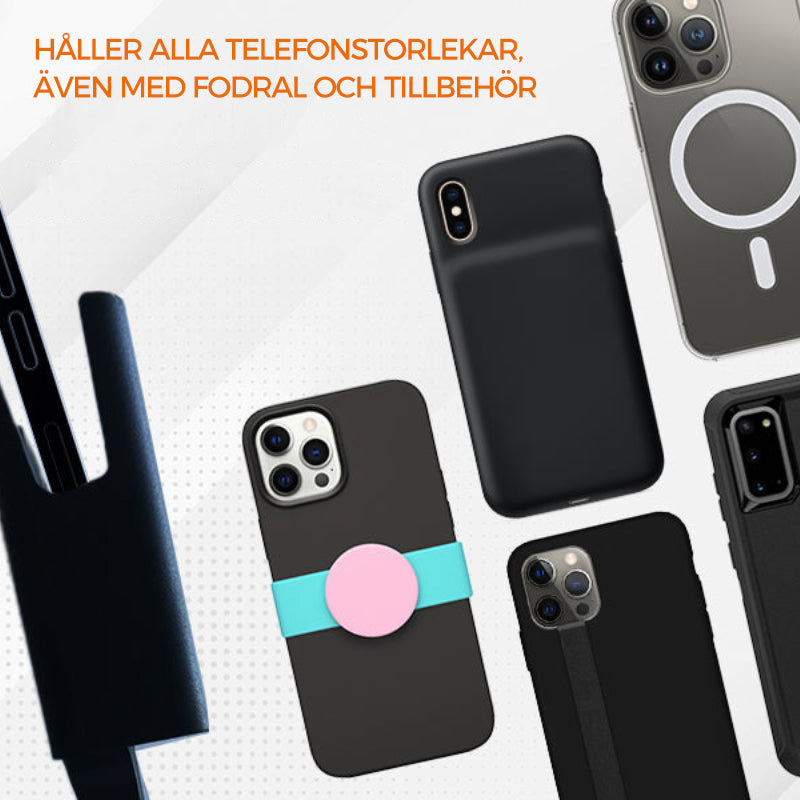 "Svart mobiltelefonhållare med 2-i-1-design och mugghållare, passar i bilens mugghållare, för bättre körupplevelse."