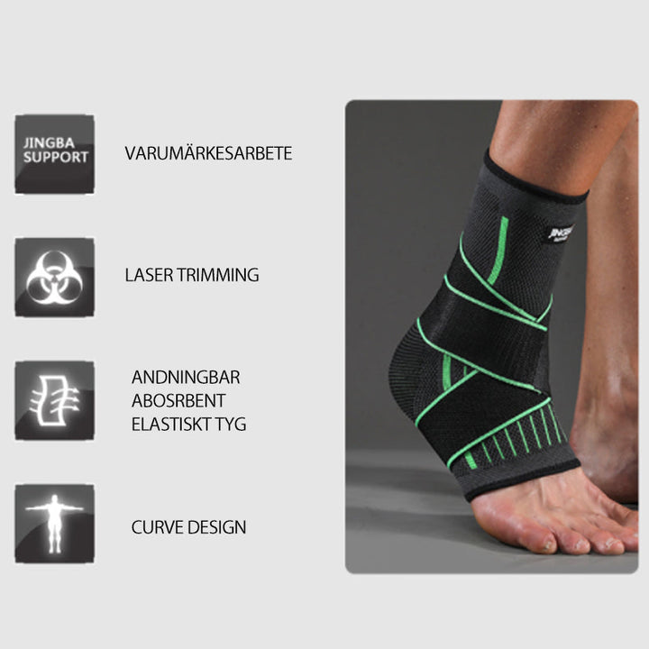 "Svart nylon spandex ankelstöd för sport, erbjuder överlägsen kompression och stabilitet, perfekt för idrottsutövare."