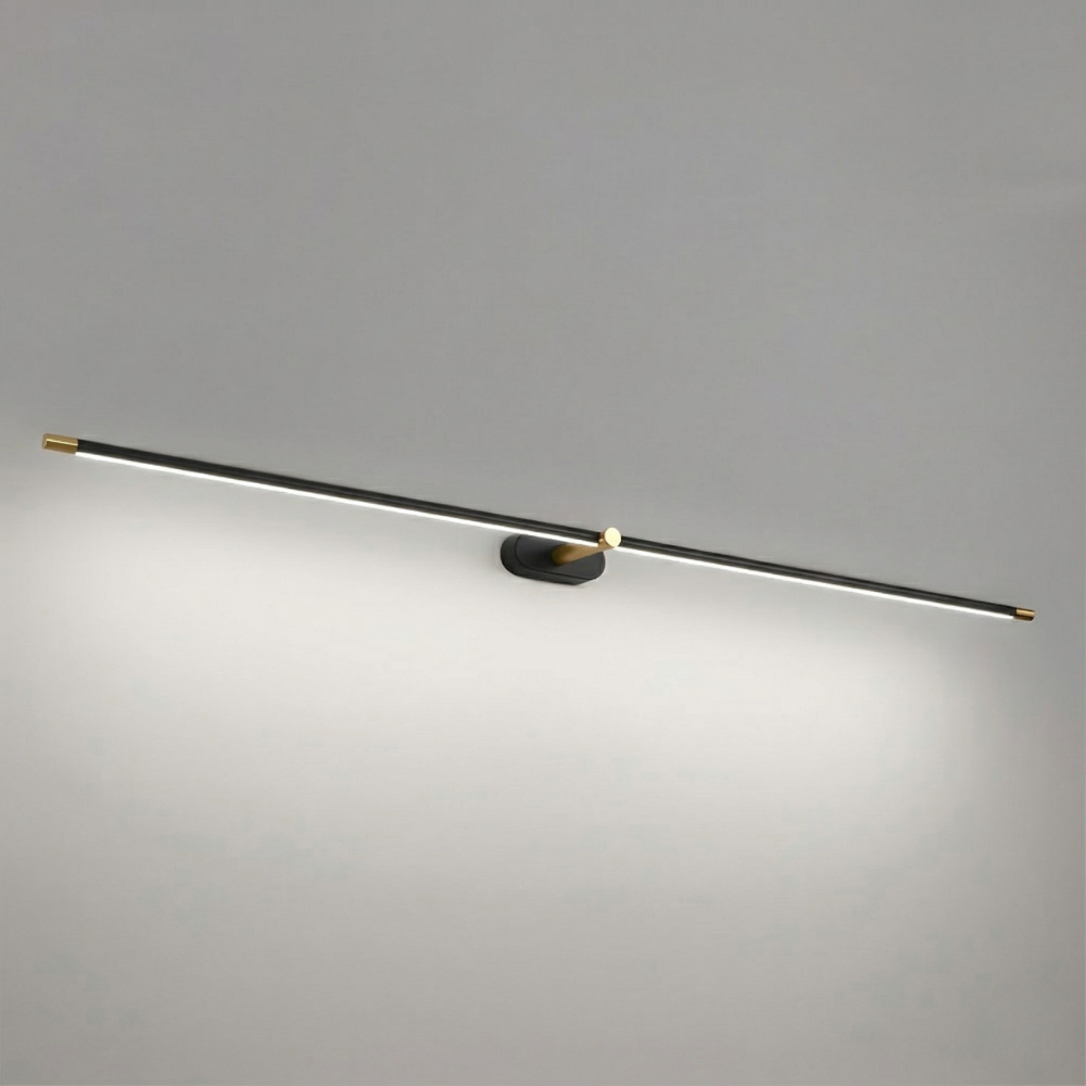 Svart och guld LED-vägglampa, modern design för inomhusbelysning i hemmet. Elegant hall- eller sovrumslampa.