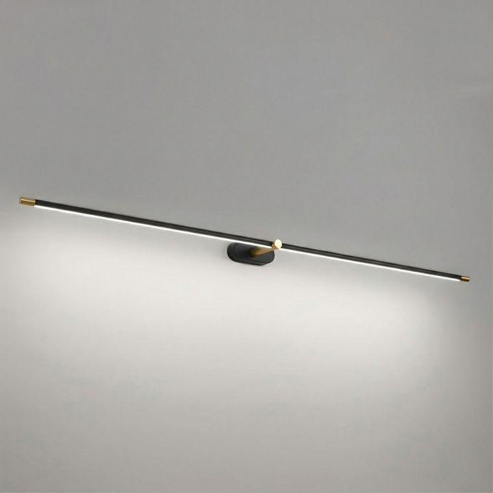 Svart och guld LED-vägglampa, modern design för inomhusbelysning i hemmet. Elegant hall- eller sovrumslampa.