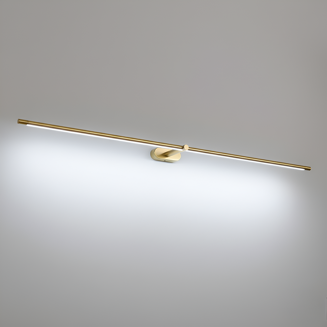 Guld-svart LED-vägglampa, modern och energieffektiv designlampa för ditt hem. Perfekt för sovrum eller hall.