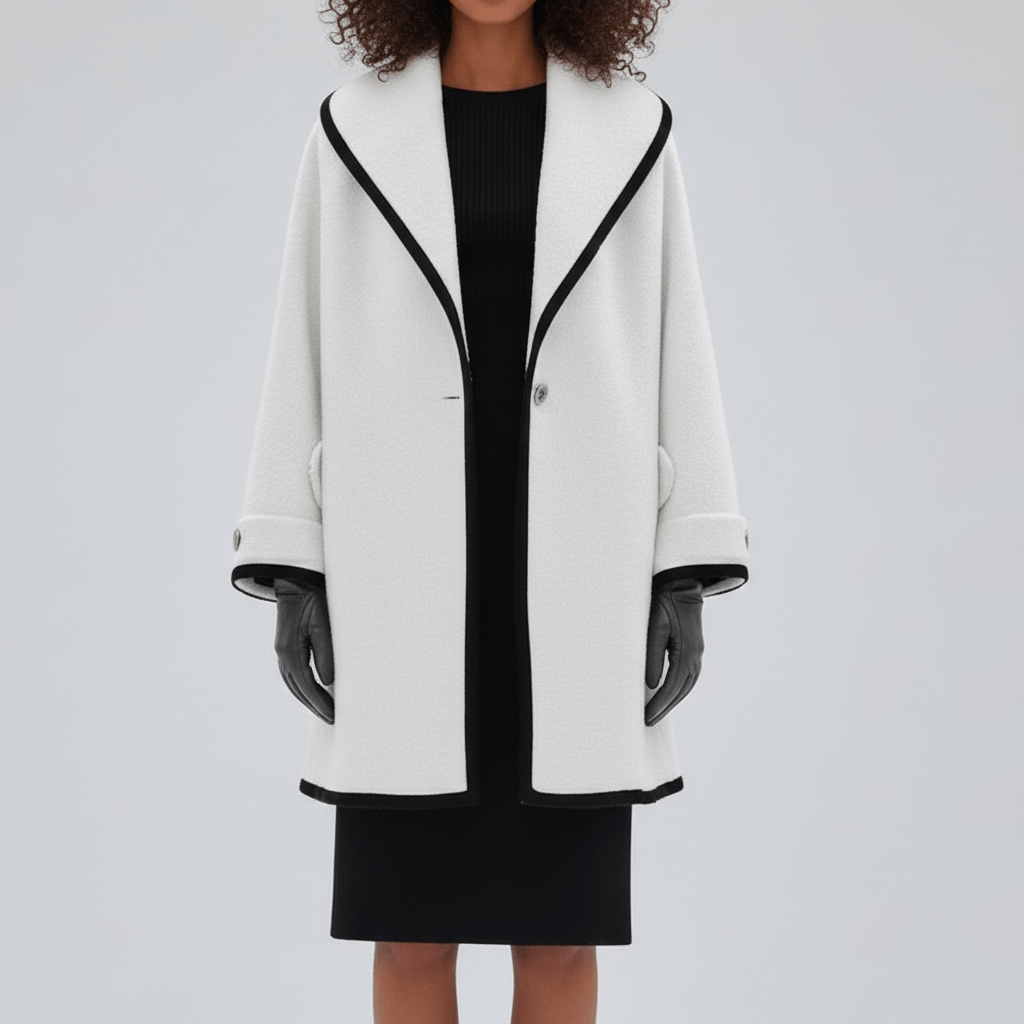 Stephanie damkappa grå, oversized med huva, perfekt för en stilren garderob.