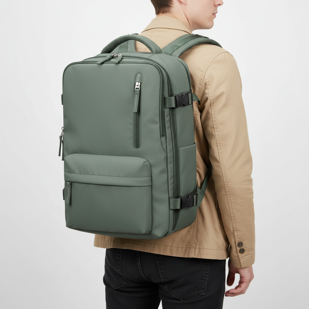PackMax unisex rullväska med hjul, även som ryggsäck. Smidig resväska för bekväma resor med laptopfack.