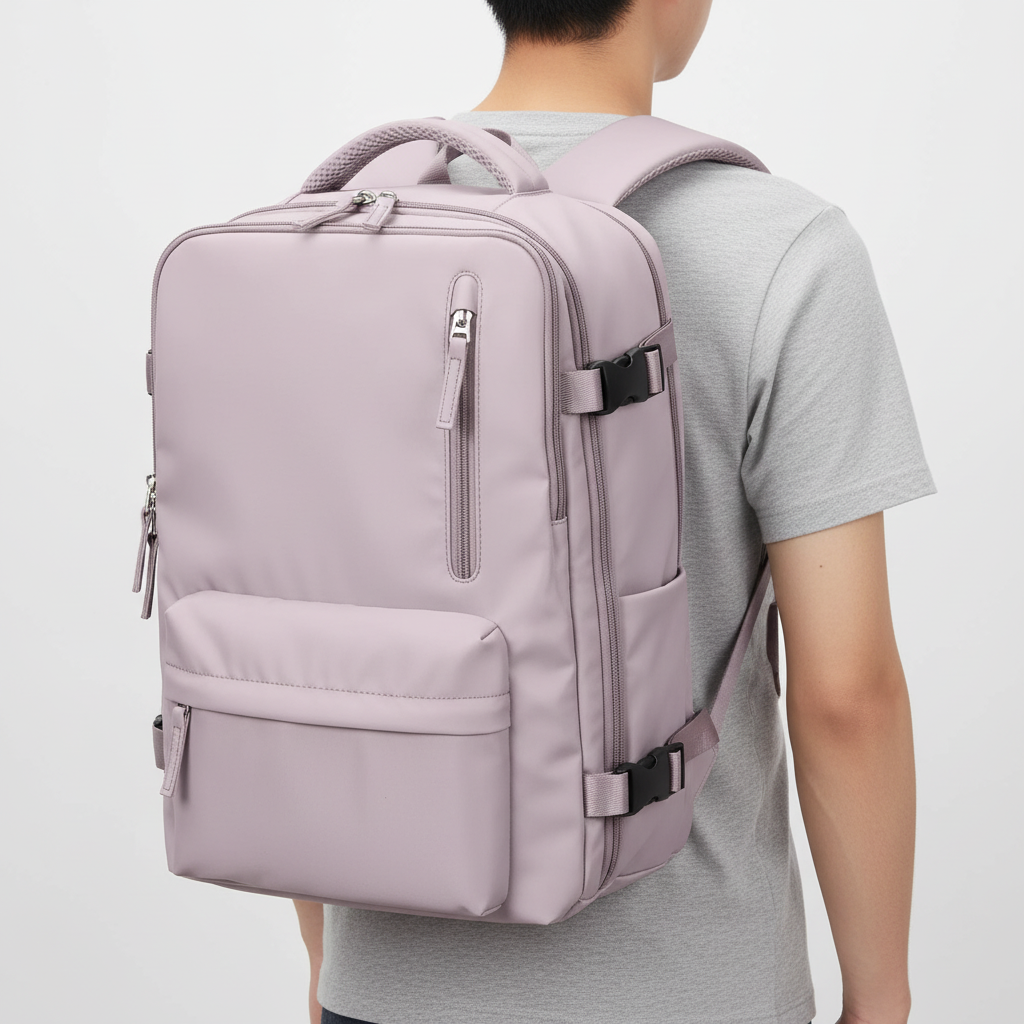 Robust PackMax reseryggsäck med hjul. Svart rullväska för smidigt handbagage, laptopväska för resan.