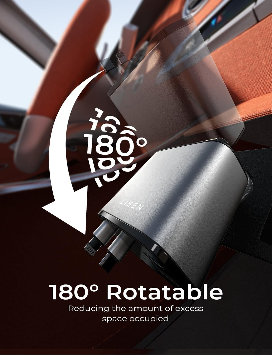Elektronik för bil: USB-snabbladdare med indragbar kabel för bekväm och snabb mobil laddning.