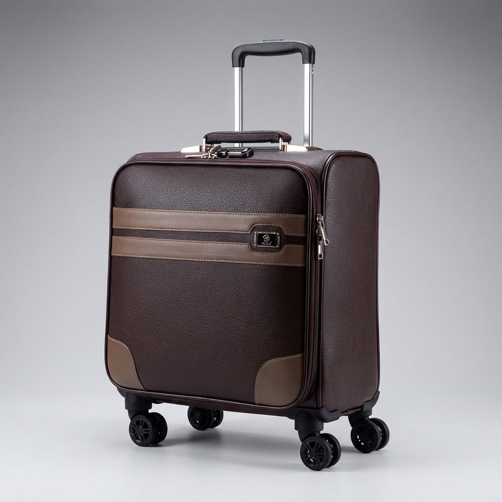 Robust, kompakt svart kabintrolley SpinCabin. Rymlig resväska med 360 hjul, perfekt för packning som handbagage.